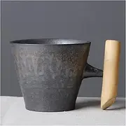 Beer Mug Vintage Ceramic Coffee Mug Tumbler Rust Glaze Tea Milk Beer Mug with Wood Handle Water Cup Home Office Drinkware Beer Mugs (Size : Style-1 B)