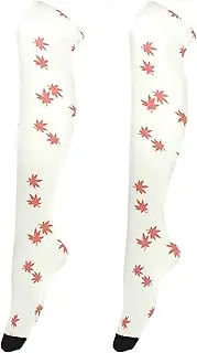 [Caihoyu] Women Soft Thigh High Socks Lightweight Extra Long High Thigh Socks Athletic Knee High Socks for Dates Some Maple Leaves, Some Maple Leaves