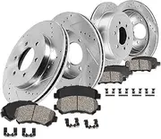 Callahan CDS02409 FRONT 350mm + REAR 348mm D/S 6 Lug [4] Rotors + Ceramic Brake Pads + Clips [ fits 2012 2013 2014 2015 2016 2017 Ford F150 | Raptor 4WD | SSV ]