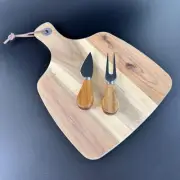 Natural Acacia Charcuterie Board Wood Cheeseboard with Cheese & Fork Knife Set