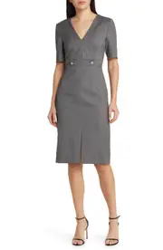 BOSS Danorla Pinstripe Virgin Wool Sheath Dress in Mini Pinstripe Suiting at Nordstrom, Size 8