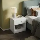 White High Glossy Bedside Cabinet Stand Storage Shelf Drawer Bedroom Furniture