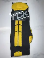 TCK Sports Performance Baseline 3.0 Athletic Crew Socks - Large Black Gold. New