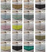 Ambesonne Abstract Ornate Bedskirt Elastic Wrap Around Skirt Gathered Design