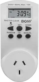 MDT02 DOSS 7Day 24Hrs Mains Digital Timer Electrical Timer-Doss 10 On/Off Programs 10 On/Off Programs, Manual On/Auto/Manual Off Selectable