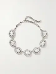[Alessandra Rich] Alessandra Rich - Silver-tone, Crystal And Faux Pearl Choker - One size One size Silver