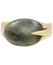 Robert Lee Morris Women's Black Gold-tone Oval Stone Sculptural Bangle Bracelet