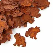 Bulk Buy of 100 Miniature Rusty Tin Frog Cutouts with Flat Back
