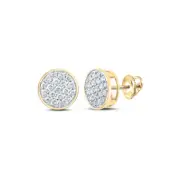 10K Yellow Gold Mens Round Diamond Cluster Earrings 1/4 Cttw