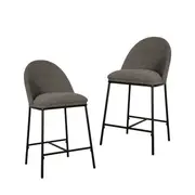 Set Of 2 Enea Modern Boucle Fabric Kitchen Counter Bar Stool 65cm - Slate