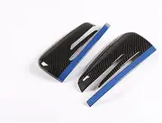 APTPKGDFDK Carbon Fiber Side Door Rearview Mirror Cap Cover Trim Compatible with Mercedes Compatible with Benz A B C E S CLA GLA GLK CLS Class W176 W204 W117 X156 X204 Chrome Style(Blue Edge)