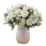 4 Bunches Peonies Artificial Flowers for Decoration Faux Roses Fake White
