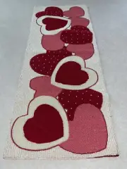 Cynthia Rowley Valentine's Day Love Hearts Pink Red Beaded 36" Table Runner
