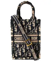 Christian Dior Blue Canvas Vertical Oblique Mini Book Tote (Authentic Pre-Loved)