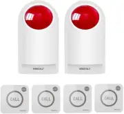 SINGCALL Strobe Siren Panic Alarm SOS Alert System 2 Sirens, 4 Emergency Buttons