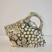 SILVER GILT WINE BOTTLE HOLDER/SERVER-BUNCH OF GRAPES DESIGN