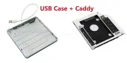 Unibody 2nd SATA HDD SSD Caddy Adapter + USB slot-in Superdrive Enclosure Case