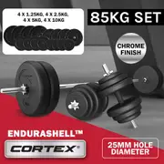 CORTEX 85kg EnduraShell Barbell & Dumbbell Weight Set