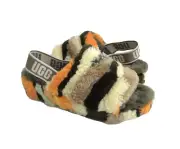 UGG FLUFF YEAH SLIDE CALI COLLAGE OLIVE FAUX FUR SANDAL US 8 / EU 39 / UK 6
