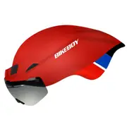 Bike Helmet with Goggles Road Bicycle Sports Safety Racing Riding Cycling Helmet Red white - matte_Free size