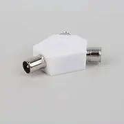 2X TV Antenna Splitter 1-Male Plug to 2-Female 9.5 Video Double Adapter Y Shape OZ
