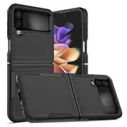 ZUSLAB Galaxy Z Flip 4 Case Rugged Defender Protective Heavy Duty Shockproof Dustproof Cover for Samsung - Black