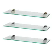 60cm Floating Glass Wall Shelves Bathroom Shelf with Chrome/Black/Gold Brackets