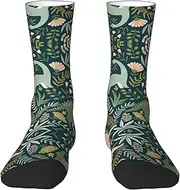 [JEJEA] Cute Dinosaur1 print Socks For Men and Women Men's Moisture Control Crew Socks Gifts For Golf, Hunting, Camping