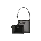 Prada Polka Mesh Bucket Bag Black