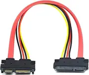 30CM 50CM 7+15 22Pin Male to Female Serial ATA Data Power Cable 22 Pin SATA Extension Cord for 2.5'' 3.5'' HDD SSD(0.3M)