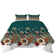 Oriental Art Birds Flowers and Floral Mandalas Coverlet
