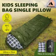 Mt Aspire Kids Sleeping Bag Single Camping Hiking Winter Thermal -10°C Green