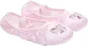 [LIFKOME] Yoga Ballet Dance Shoes for Girls Stretch Satin Non Split Sole Embroidery Sequins Size 26 Pink