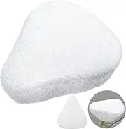 Feekoon Imitation Sheepskin Bicycle Seat Cover & Removable Sponge Padding, White Universal Sheepskin Bike Cushion Cover, Secure Fit Fur Protector for Wide Seat Spin Bike, Cruiser Exerciser