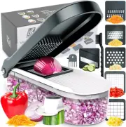 Vegetable Chopper, 6-In-1 Mini Chopper, Mandolin Slicer with Finger Guard, Clean