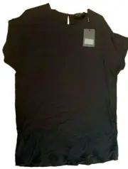 Decjuba Top Leanna Longline Tee Black Top Size S New with Tags