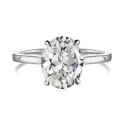 ANYCO Ring Luxury 925 Sterling Silver Rhodium Plated Oval CZ 5A Diamond Ring Wedding