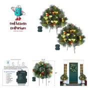 Pre-lit Christmas Urn Filler, Lighted Artificial Mini Xmas Pine Trees with Tr...