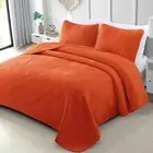 Queen Quilt Bedding Set Lightweight Burnt Orange Bedspreads Soft Modern Geometri