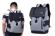 Large Capacity Anti-Theft Travel Backpack Preppy School Bag With USB charging-Grey