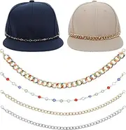[Abeillo] 4 Pcs Trucket Hat Chains Detachable Bill Decoration Hat Brim Chains Metal Trucker Hats Charms DIY Mesh Baseball Cap Chain Truckers Accessories for Women Men (Retro-4Pcs)