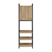 Design Square Jesse Tall Display 3-Shelves Cupboard StorageCabinet 1-Door Natural/Black
