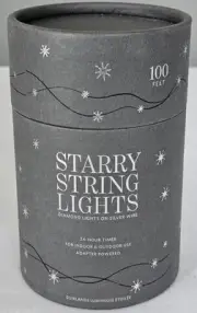 100 FT Restoration Hardware STARRY STRING LIGHTS NIB 24 HR Timer Diamond Lights