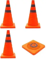 Biendo Pack of 4 Collapsible Traffic Cones Reflective Safety Cones Agility Cones 18 inch for Sports Training Parking