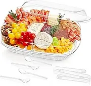Lifewit Chilled Serving Tray with Lid, 15" Party Platter with 6 Ice Cube Tray, Divided Serving Bowl for Taco, Fruit, Salad, Mimosa Bar Supplies, Veggie, Sushi, Charcuterie in Party/Buffet