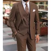 Black Brown Blue Men's Suits Wedding Suits 3 Piece Solid Colored Tailored Fit Single Breasted Two-buttons