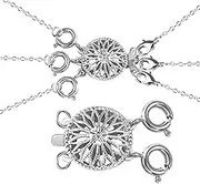 ASH'S CHOICE Necklace Separator for Layering - 2pcs White Gold Tangle Free Safety Jewelry Necklace Layering Clasps - 2-Strand & 3-Strand - Silver