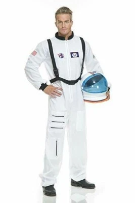 Charades Astronaut Flight Suit NASA White Adult Mens Halloween Costume- Large