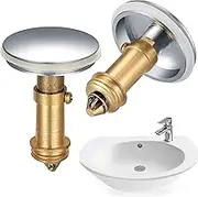 2 PCS Bathroom Sink Drain Plug Stopper 38mm Basin Pop Up Click Clack Plug with Brass Slotted Bolt Spring for Bath Vanity Sink Bathtub Kitchen