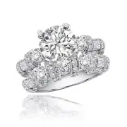 Round & Baguette Cut 4.50CT Diamond Bridal Set Ring GIA Certified in 18k Gold